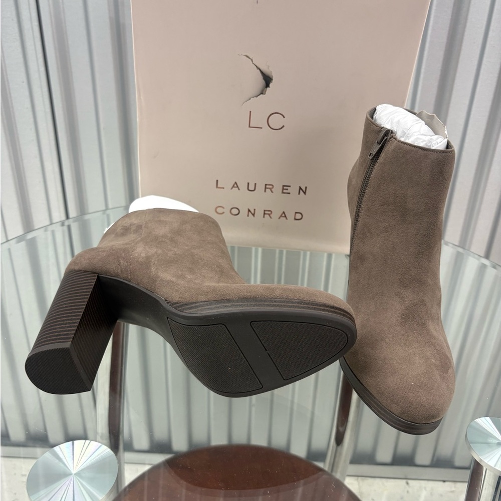 LC Lauren Conrad Women's Brown Suede Heeled Boots